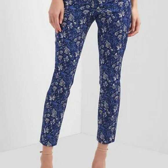 GAP Signature Skinny Ankle Pants Bi Stretch Mid Rise Blue Floral Print Size 2 - Picture 1 of 9